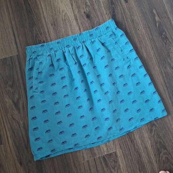💙 Loft Outlet Elephant Print Linen Blend Pockets Elastic Waist Lined Skirt Siz - Picture 3 of 10